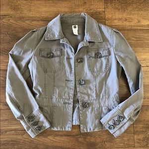 Gap Women’s Jacket Size S Gray Oversized Buttons Lined Cotton